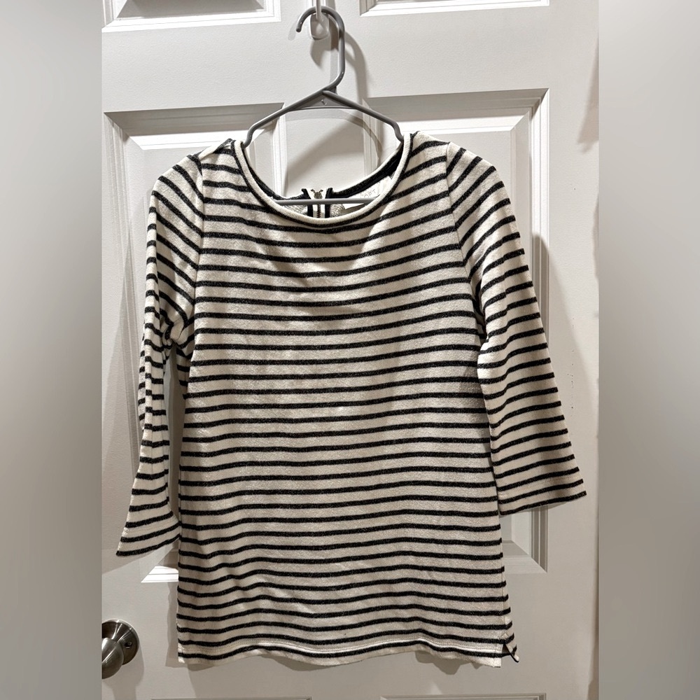 J. Crew Half-Sleeve Lightweight Black and White Striped Sweater